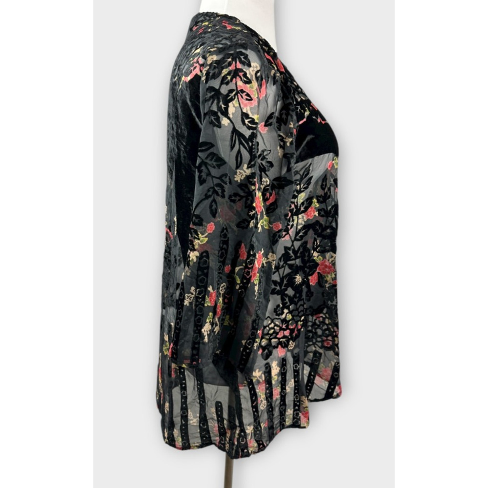 Urban Outfitters Kimono One Size Black Velvet Burnout Whimsigoth Fairy Shawl - Picture 8 of 14